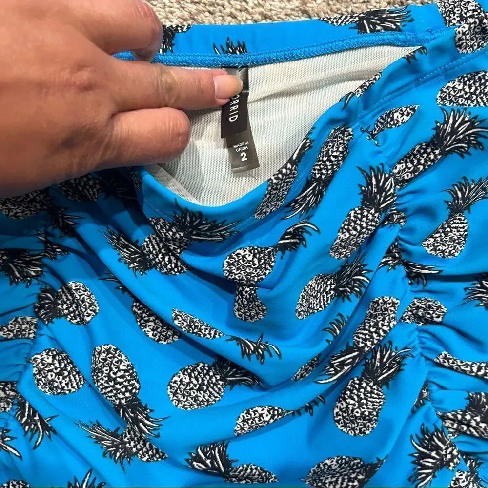 Torrid Blue Pineapple Print Swim Top/Bottom Set - Picture 5 of 9